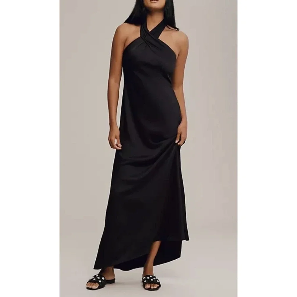BHLDN Ruby Twist Halter maxi Gown Dress Size 4 Sleeveless Formal Evening Wedding